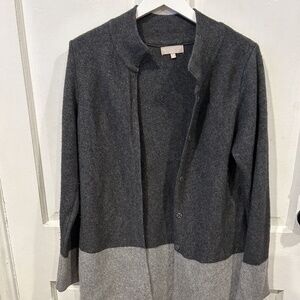 Benedetta B Womens M Merino Wool Cashmere Knit Cardigan Open Front Sweater Gray